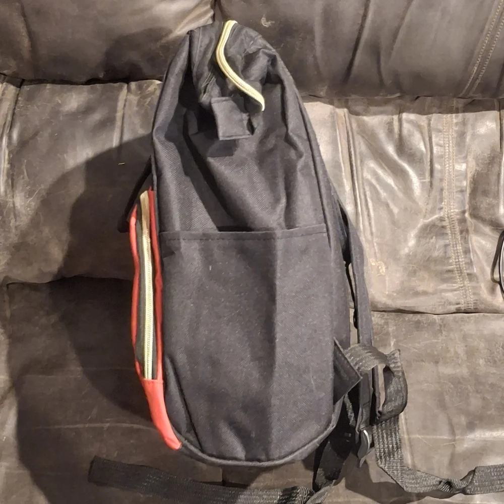 Black & Red Casual Backpack with Front Pocket